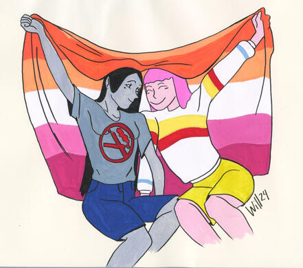 Chicle y Marceline con bandera