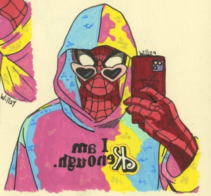 Spiderman selfie con gafas fanart