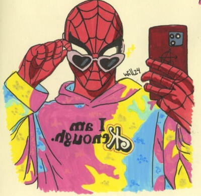 Spiderman selfie sin capucha fanart