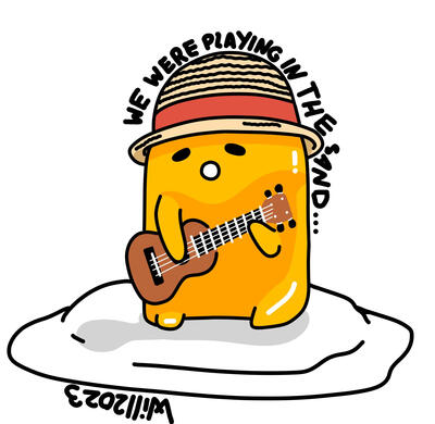 Gudetama con ukelele