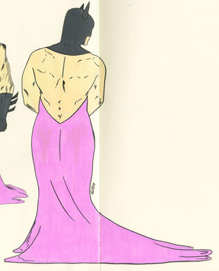 (A) Batman en vestido de espaldas