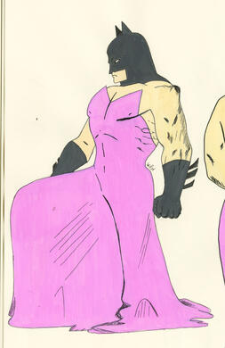 Batman en vestido de perfil