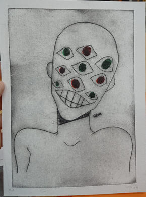 P.A. punta seca 9 ojos - 6€