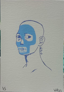 Serigrafía chico cara azul 3/3 4€