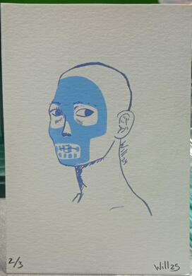 Serigrafía chico cara azul 2/3 4€