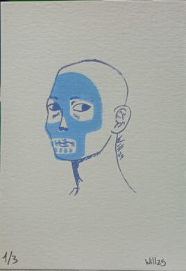 Serigrafía chico cara azul 1/3 4€