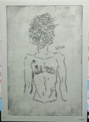 Punta seca chico trans tatuado 3/5 - 6€