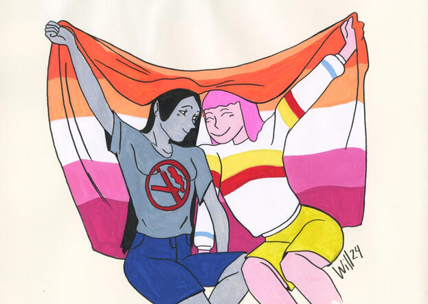 Chicle y Marceline con bandera