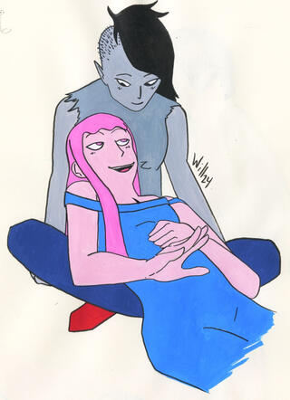 Chicle y Marceline a acrílico