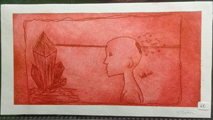 Punta seca cristales perforando cabeza rojo - 6€