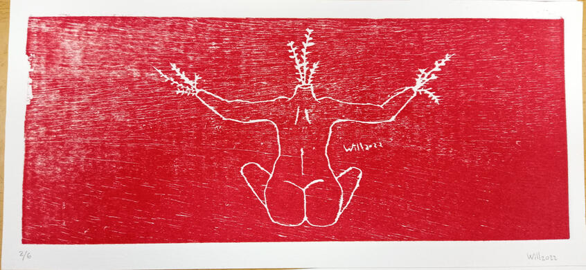 (A) Xilografía mujer florero 2/6