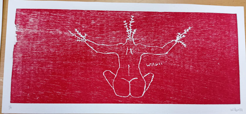 (A) Xilografía mujer florero 1/6