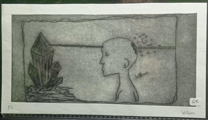 Punta seca cristales perforando cabeza negro 1/3