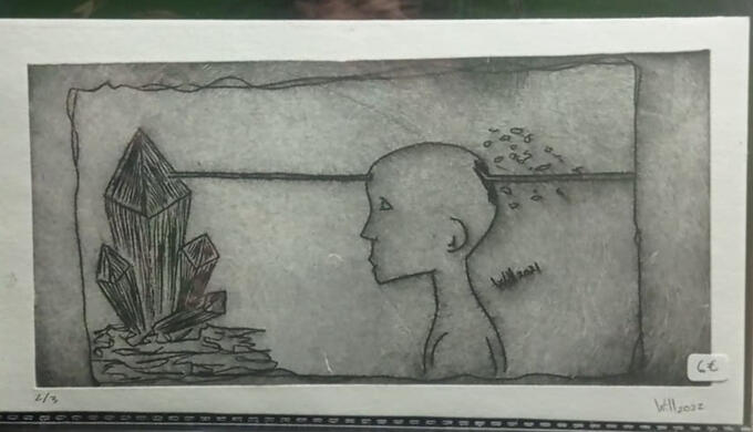 Punta seca cristales perforando cabeza negro 2/3